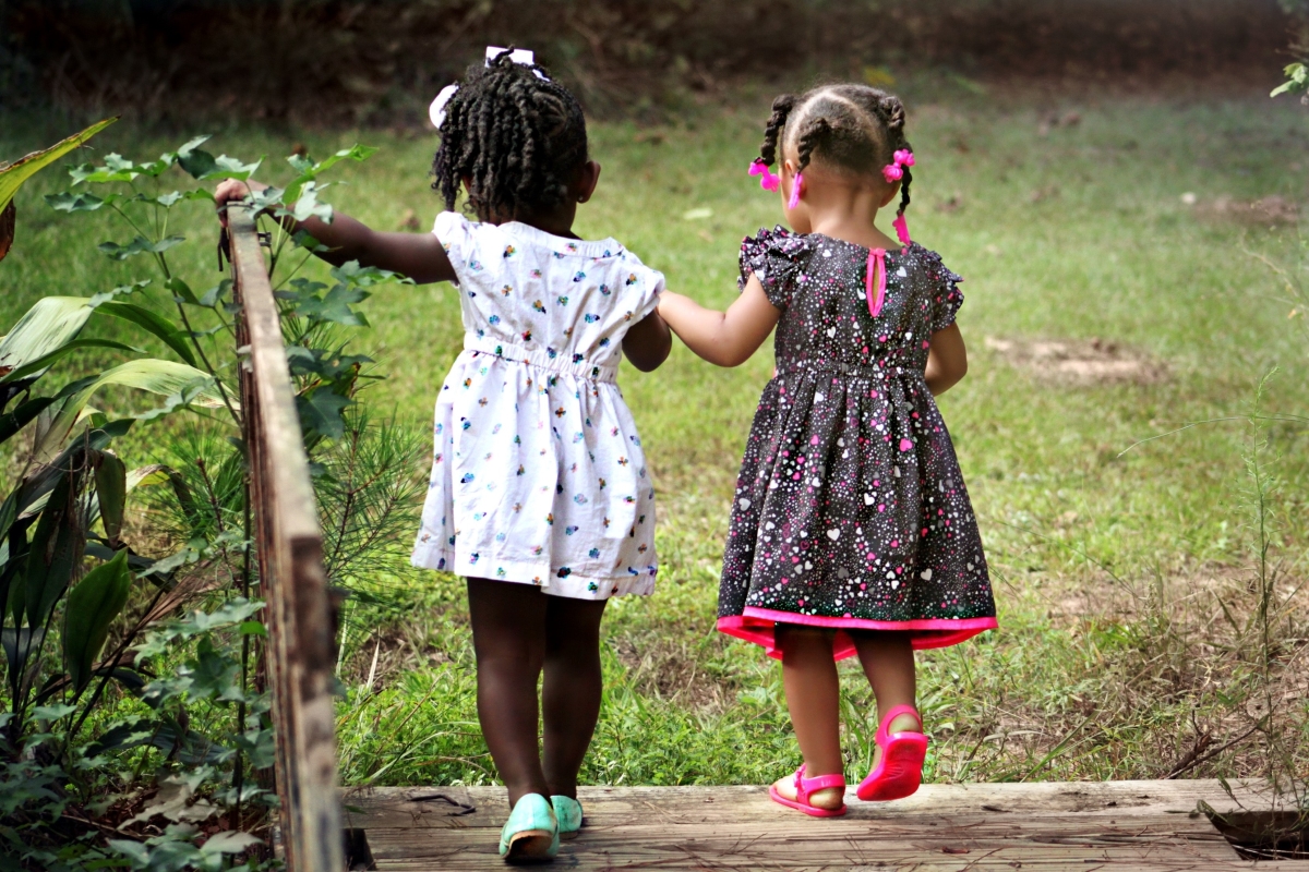 young girls on nature walk